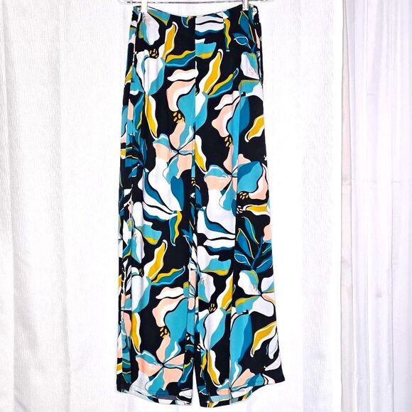 Roxy Sidebyside Abstract Topical Floral Print Pull On Wide Leg Lightweight Pants - Picture 2 of 15